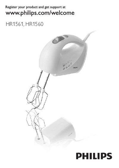 Philips HR1561 HR1560 Mixer User Manual - cover page