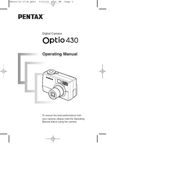 pentax digital option430 operation manual - cover page