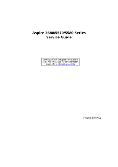 Acer Aspire 3680/5570/5580 Series Service Manual - cover page