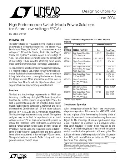 Linear Technology dsol43fa High Performance Switch Mode Power Solutions Handbook - cover page