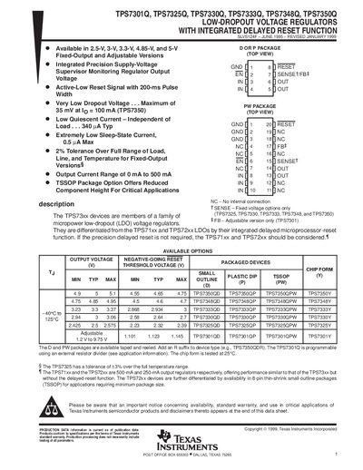 Texas Instruments TPS7301Q, TPS7325Q, TPS7330Q, TPS7333Q, TPS7348Q, TPS7350Q LDO Regulator Handbook - cover page