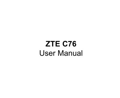 ZTE C76 User Manual - cover page