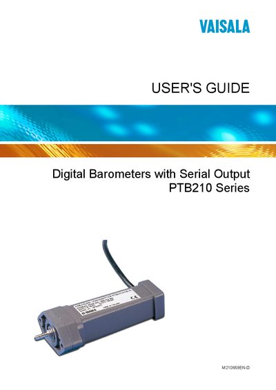 Vaisala PTB210 User's Guide - cover page