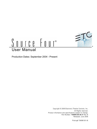 ETC Source Four User Manual - cover page