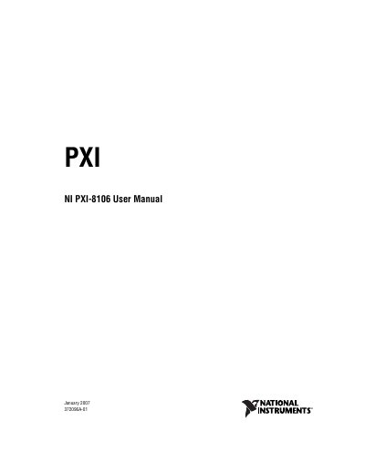 National Instruments PXI-8106 User Manual - cover page