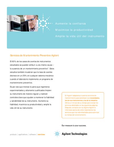 Agilent Preventive Maintenance Services Description of Services Guide - cover page