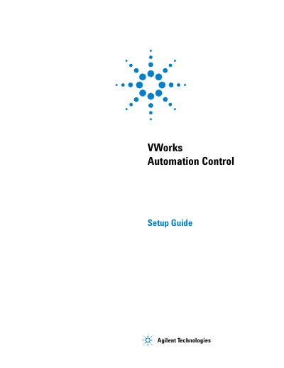 Agilent Technologies VWorks Automation Control Setup Guide(1) - cover page