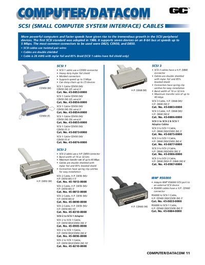 Computer/Datacom SCSI Cables Product Leaflet - cover page