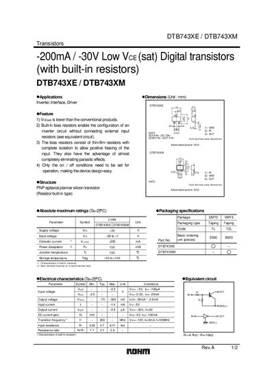 Rohm DTB743XE/DTB743XM Datasheet - cover page