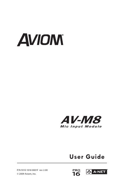 Aviom AV-M8S Mic Input Module User Guide - cover page