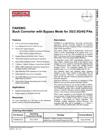 Fairchild FAN5903 Buck Converter Datasheet - cover page