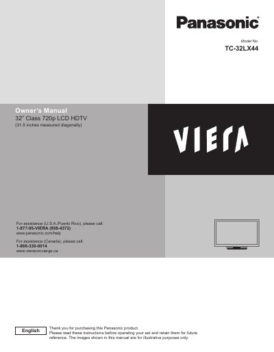 Panasonic TC-32LX44 32-inch LCD HDTV User Manual - cover page