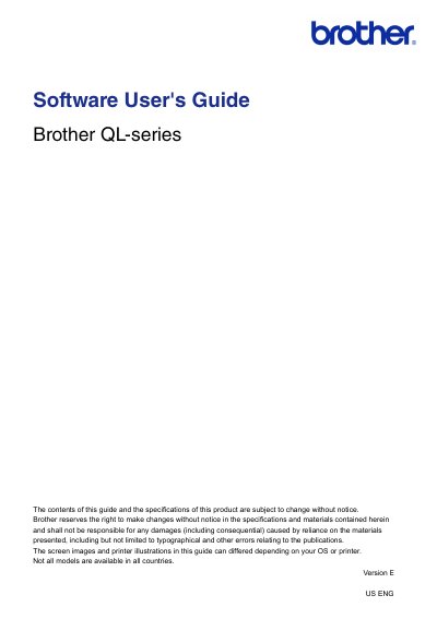 Brother QL-Series Software User's Guide - cover page