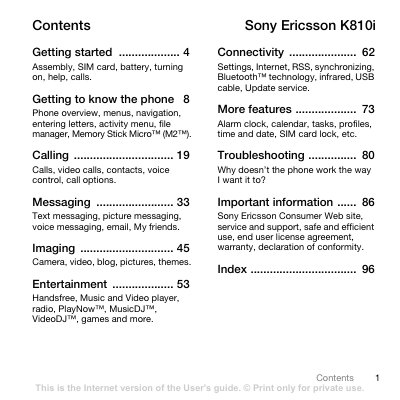 Sony Ericsson K810i User Manual