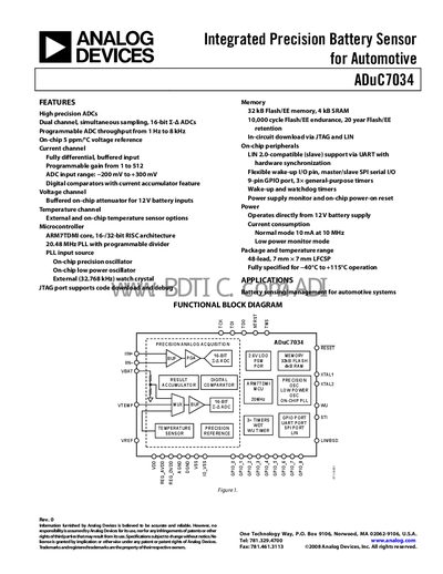 Analog Devices ADuC7034 Datasheet - cover page