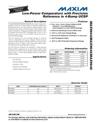 Maxim MAX9644/MAX9645/MAX9646 Datasheet - cover page