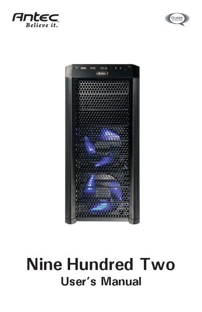 Antec Nine Hundred Two Computer Case User Manual - cover page