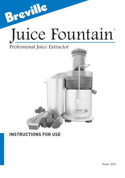 Breville JE95 Juice Fountain Professional Instructions for Use - cover page