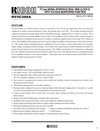 Ricoh RV5C386A Real-Time Clock IC Datasheet - cover page