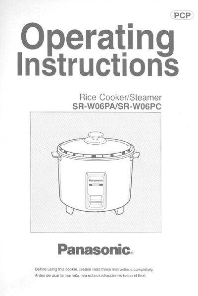 Panasonic SR-W06PA Rice Cooker User Manual - cover page
