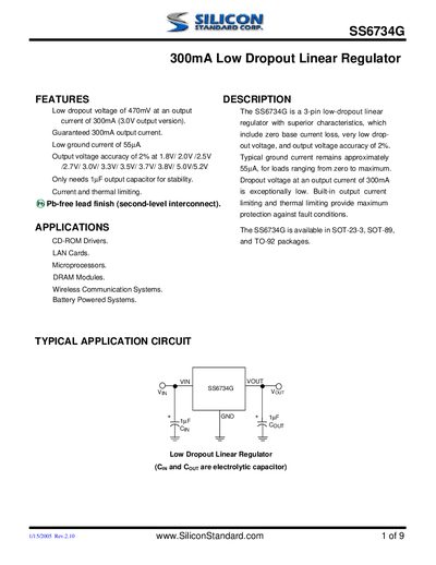 Silicon Standard SS6734G Datasheet - cover page