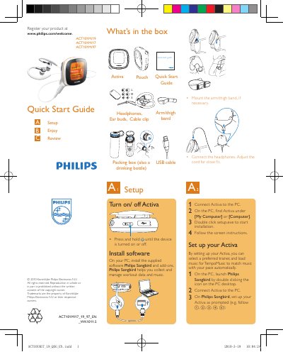 Philips ACT101M Quick Start Guide - cover page