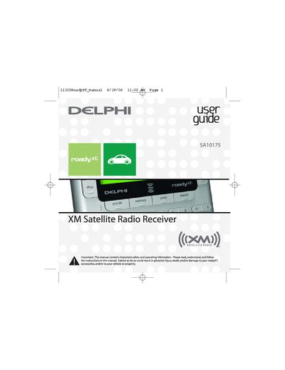 DELPHI SA10175 XM Satellite Radio Receiver user guide - cover page