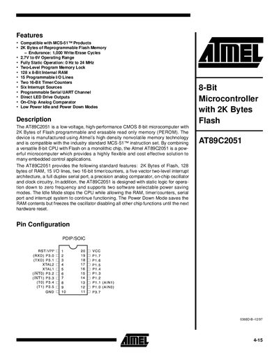 Atmel AT89C2051 Datasheet