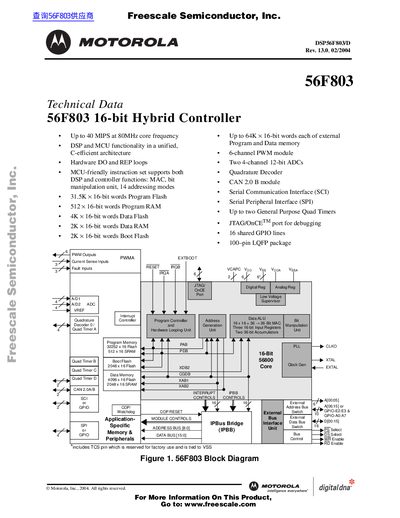 Motorola 56F803 Datasheet - cover page