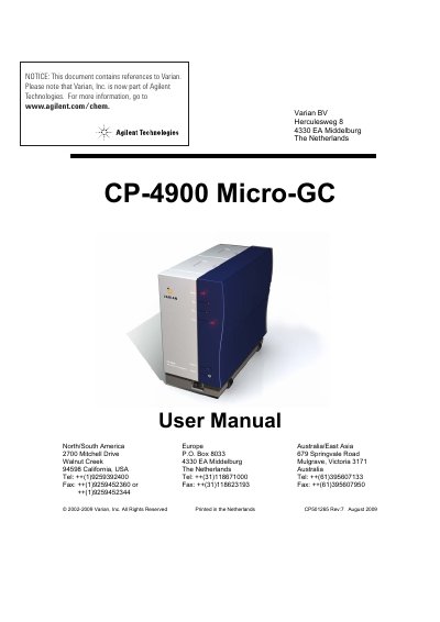 CP-4900 Micro-GC User Manual - cover page