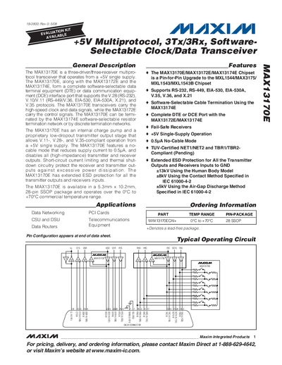 Maxim MAX13170E Datasheet - cover page
