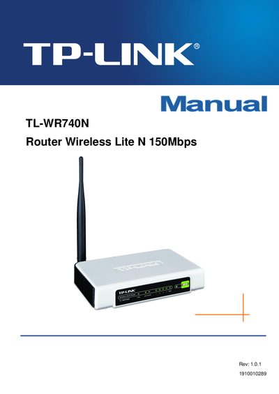 TP-LINK TL-WR740N Router Wireless Lite N 150Mbps Manual