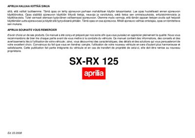 Aprilia SX-RX 125 User Manual - cover page