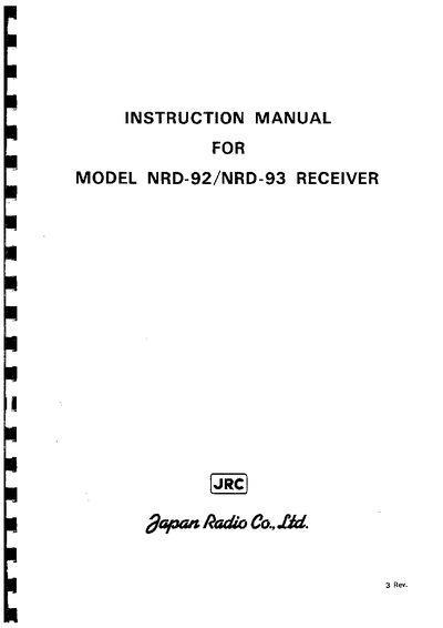 JRC NRD-92/NRD-93 Receiver Instruction Manual - cover page