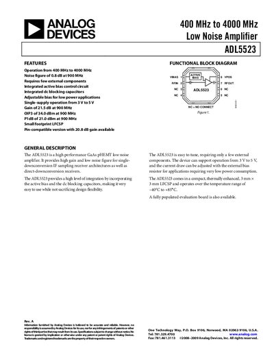 Analog Devices ADL5523 Datasheet - cover page