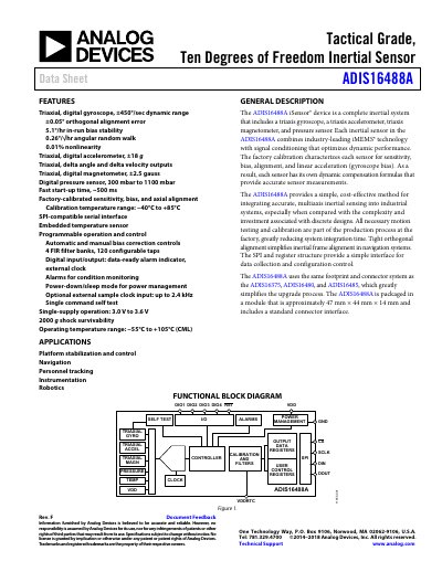Analog Devices ADIS16488A Inertial Sensor Data Sheet
