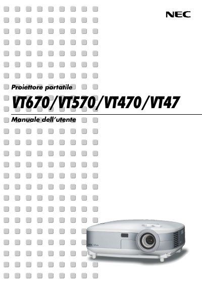 NEC VT670/VT570/VT470/VT47 Projector User Manual - cover page
