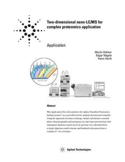 Agilent Nanoflow Proteomics Solution Application Note - cover page
