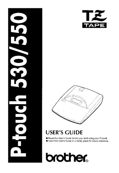 Brother P-touch 530/550 User's Guide - cover page