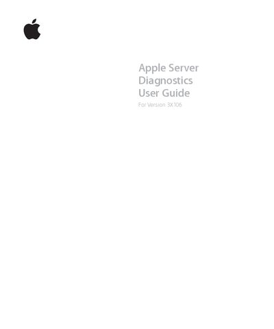 Apple Server Diagnostics User Guide Version 3X106 - cover page