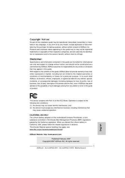 ASRock ALiveNF6G-DVI / ALiveNF6G-VSTA Motherboard Installation Guide - cover page