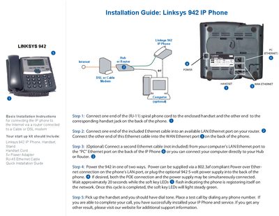 Linksys 942 IP Phone Installation Guide - cover page