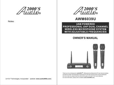 Audio2000's AWM6039U Owner's Manual - cover page