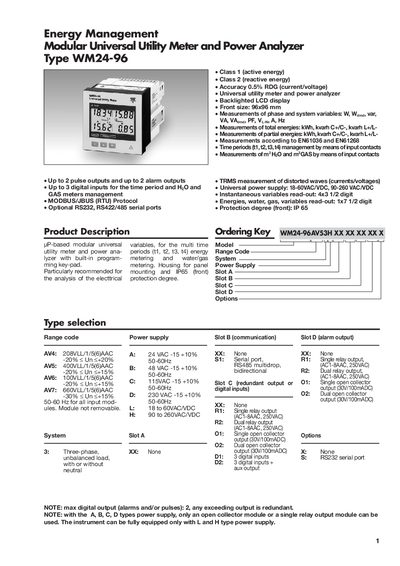 Energy WM24-96 Modular Universal Utility Meter Power Analyzer User Manual - cover page
