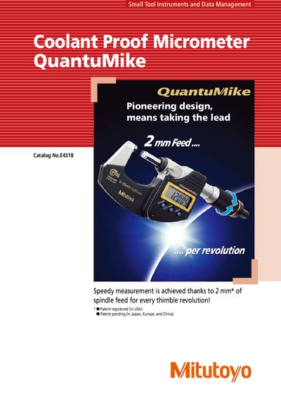 Mitutoyo QuantuMike Coolant Proof Micrometer Product Leaflet - cover page