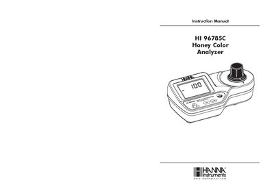 Hanna Instruments HI 96785C Honey Color Analyzer Instruction Manual - cover page