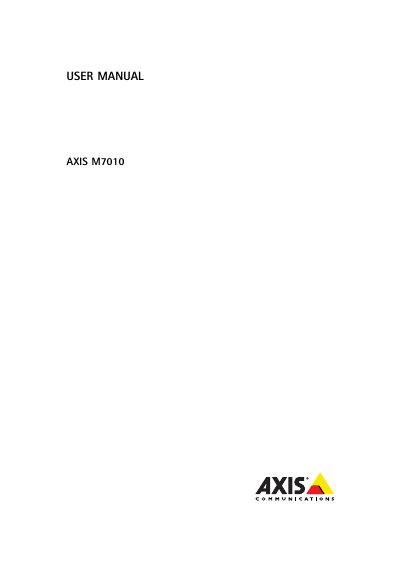 Axis M7010 Video Encoder User Manual - cover page