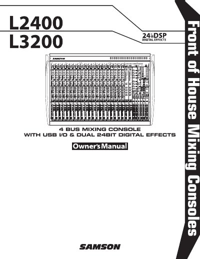 Samson L2400/L3200 Mixing Console Owner's Manual - cover page