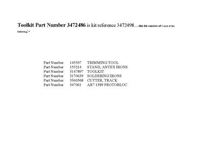 DURATOOL Toolkit Part Number 3472486 is kit reference 3472498 this kit consists of 1 each of the - cover page