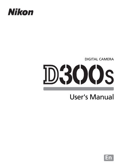 Nikon D300S User Manual - cover page